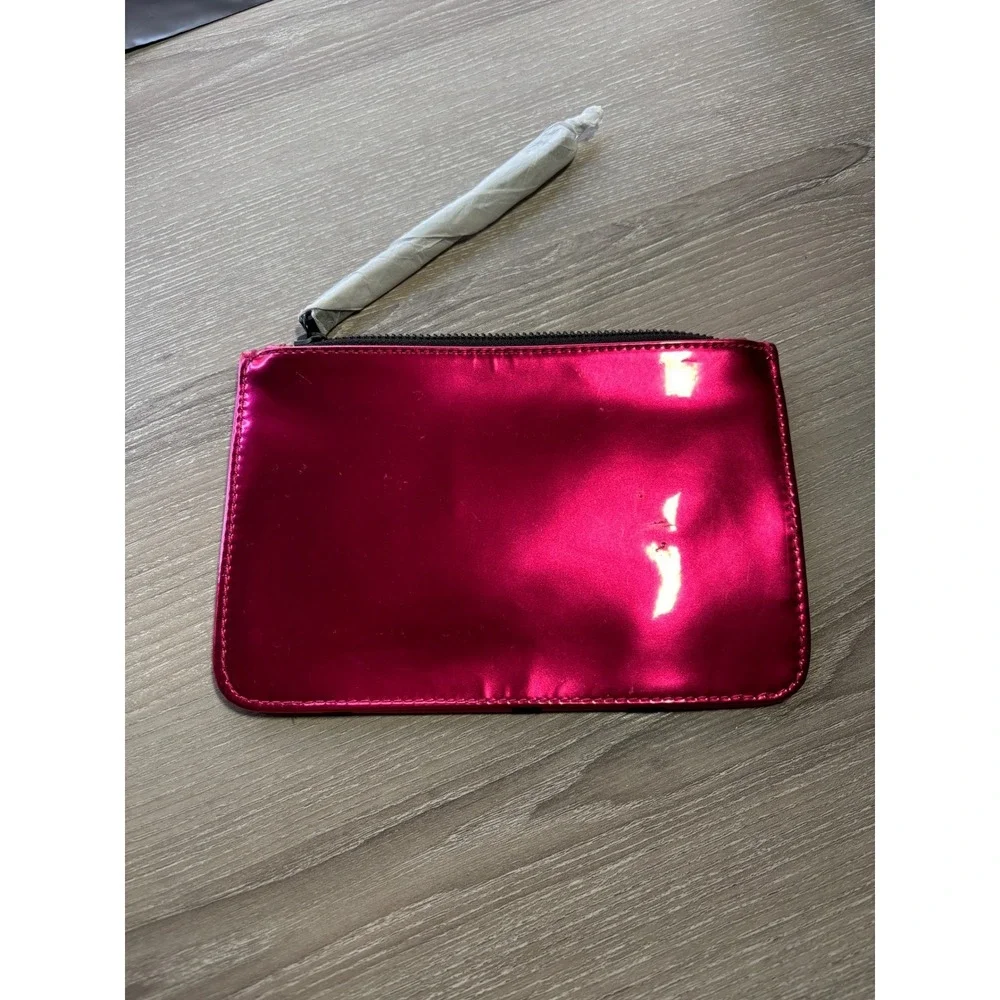 New NARS Metallic Fuchsia Pink Makeup Bag Black Ribbon Logo Print Cosmetic Pouch
